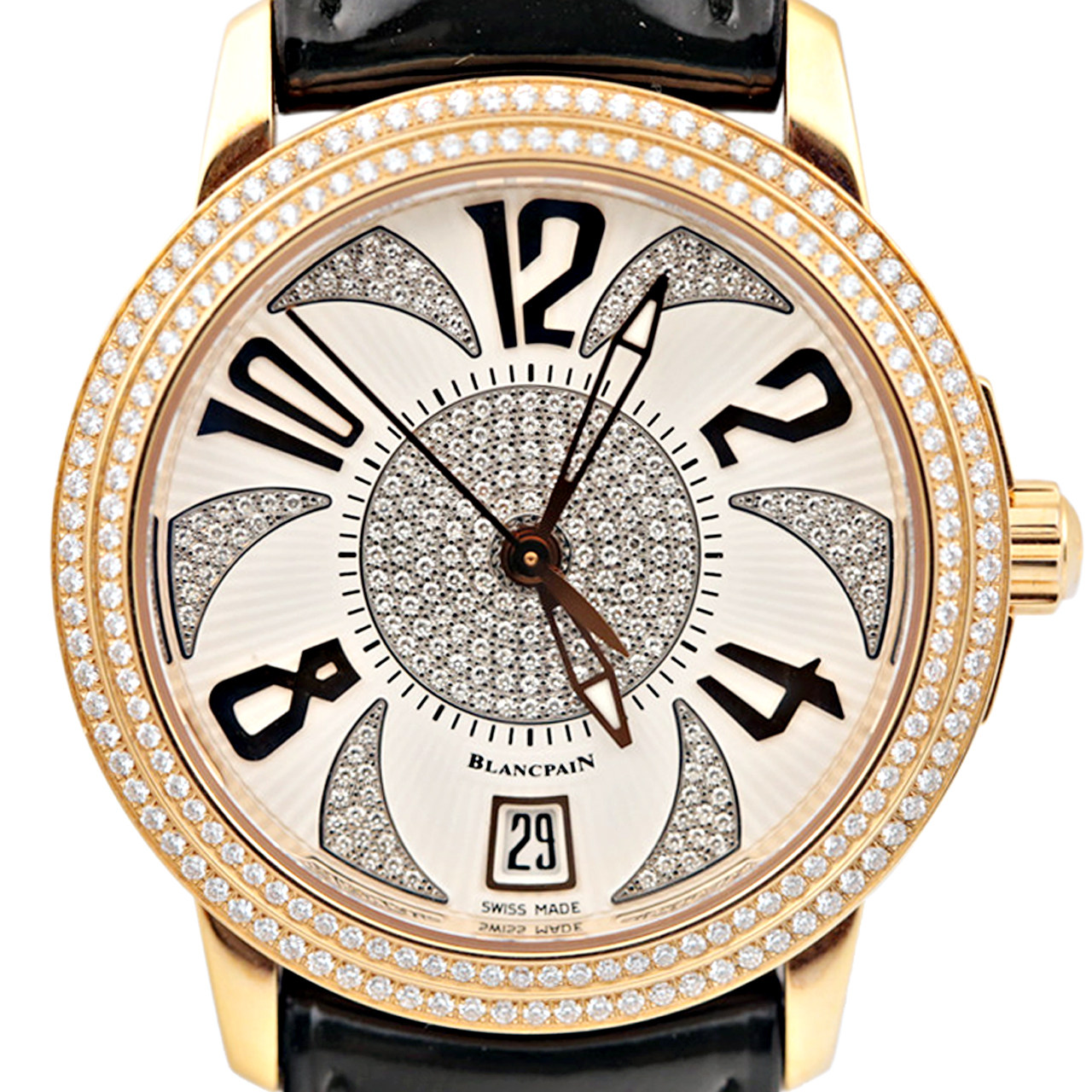 [9.5新]宝珀18k玫瑰金镶钻自动机械女表