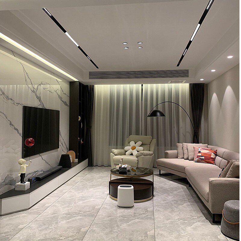 座尚无主灯明装射灯家用智能磁吸轨道灯嵌入式客厅照明线条暗装磁