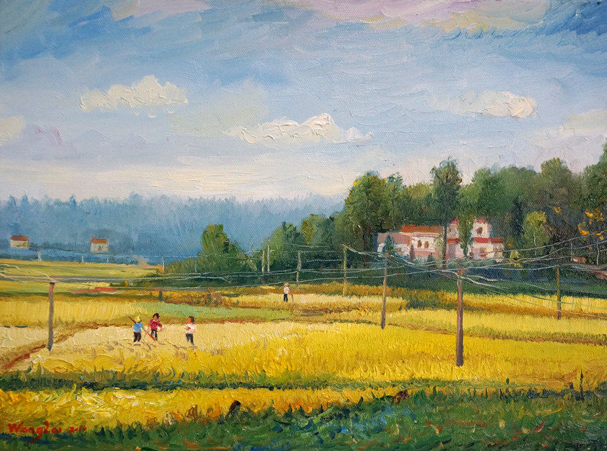 王磊《农忙时节》 布面油画