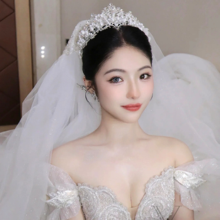 皇冠头饰韩式大气手工珍珠王冠公主生日18岁成年礼物高级感发饰品