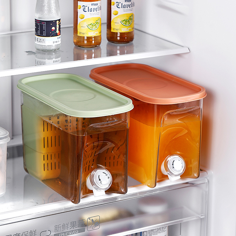 带龙头冷水壶家用3.5升塑料凉水桶食品级大容量果汁桶 冰箱冷水桶