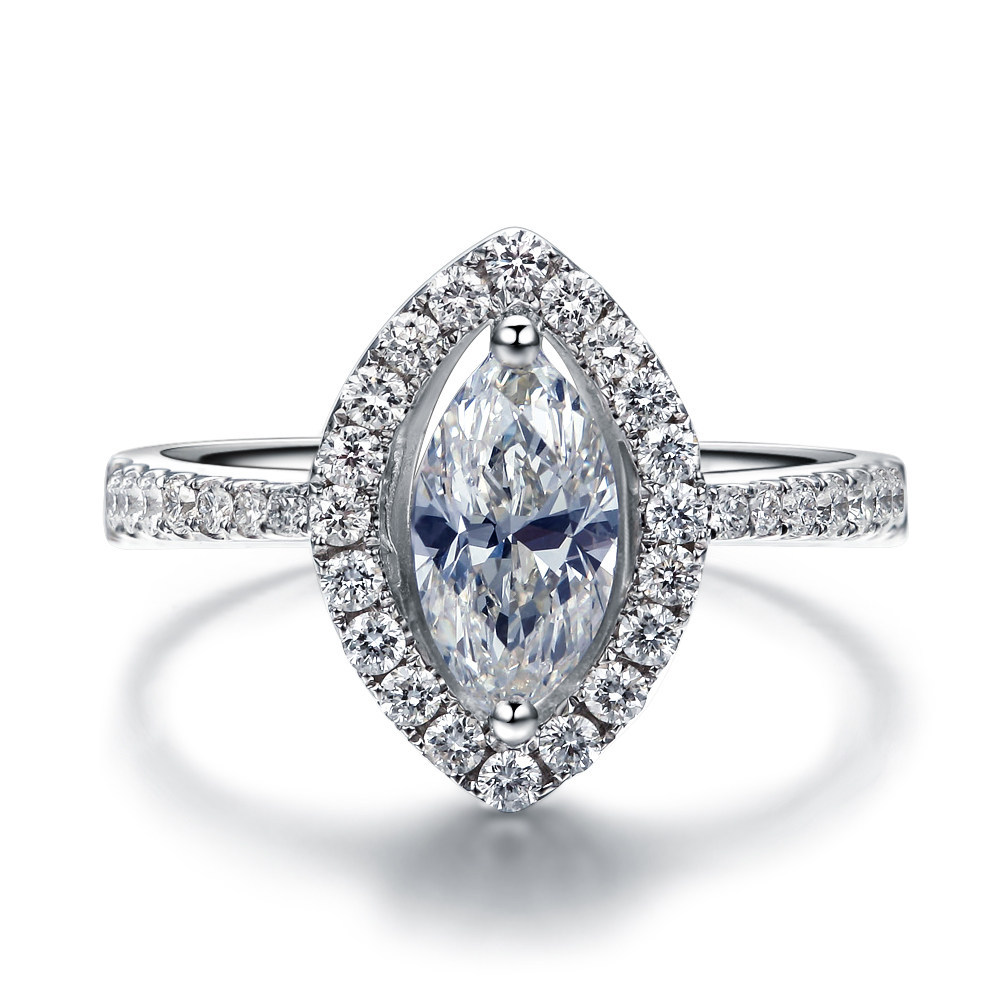 佐卡伊 白18k金共1.22克拉k-l色vs净度12.5号手寸橄榄形钻石戒指