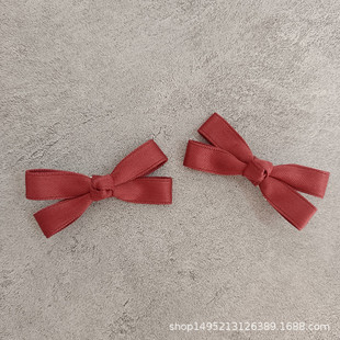 韩式甜美c少女学生儿童发夹砖红色小蝴蝶结对夹边夹刘海夹U