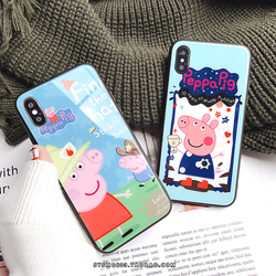 iPhone8 plus玻璃手机壳可爱猪苹果6s全包软边