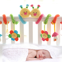 婴儿床挂床绕铃手工床铃 宝宝推车挂件  婴儿布艺毛绒毛毛虫玩具