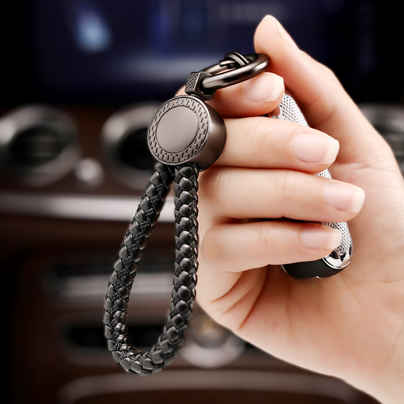 汽车钥匙扣时尚男士创意个性皮编织高档锁匙链钥匙挂绳钥匙链圈环