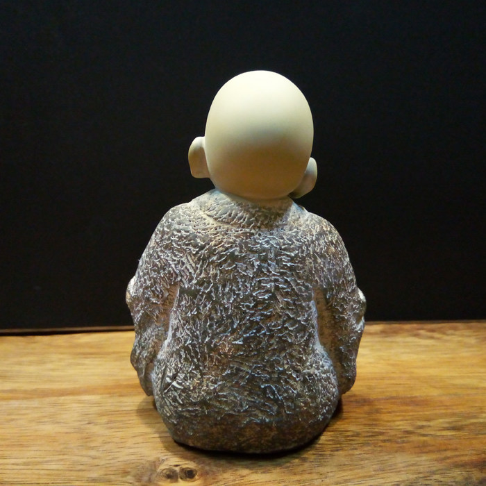 台湾铁丸石小沙弥 工艺石雕禅意家居摆件 佛像高端收藏礼品摆 tys