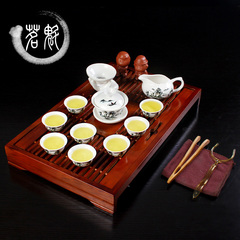 茶具套装特价陶瓷功夫茶具整套 青花茶杯盖碗茶道实木茶盘茶台