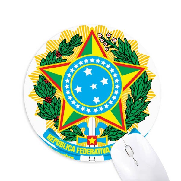 巴西国徽标志标志符符号图案圆形游戏办公防滑鼠标垫