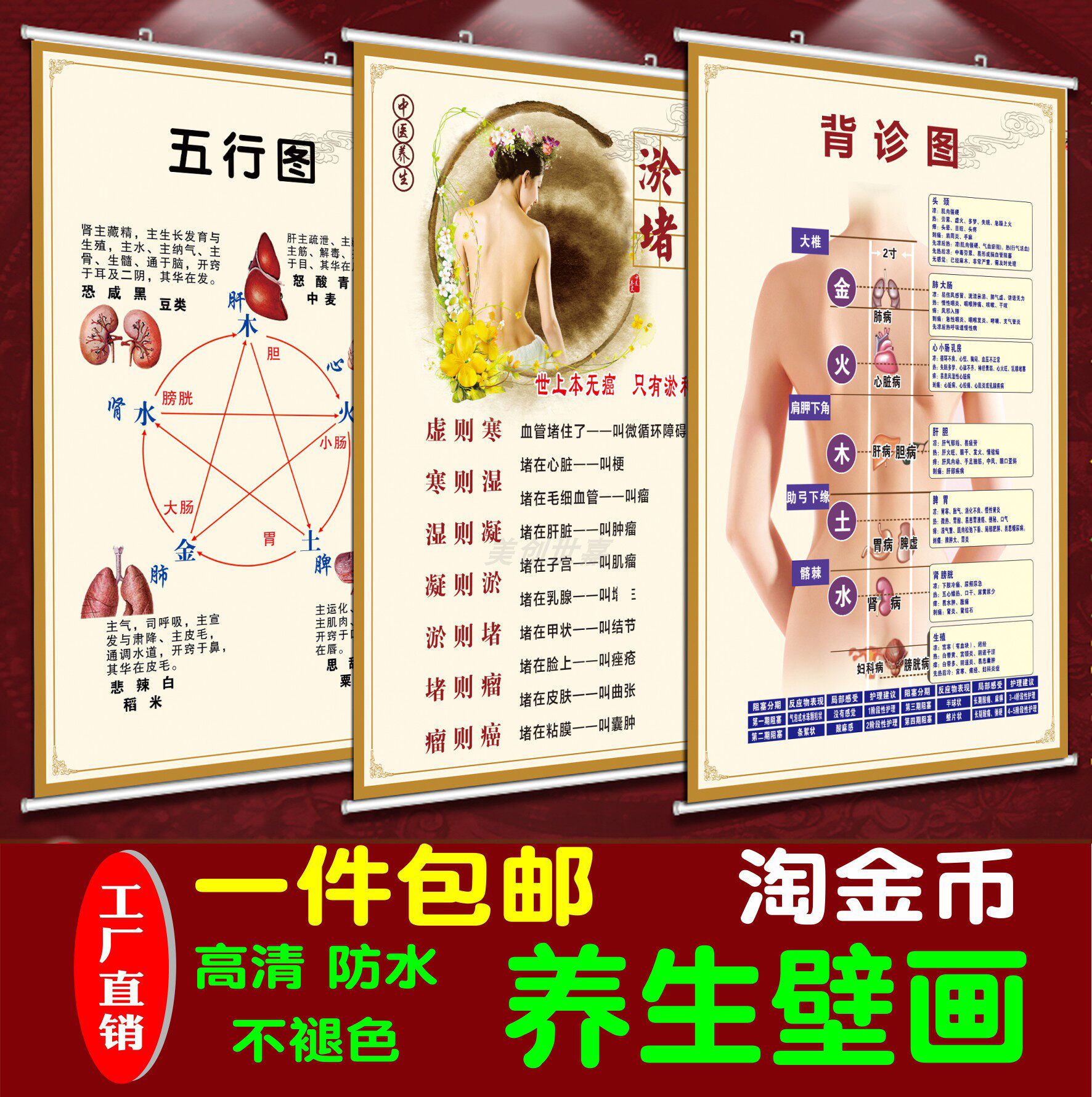 人体五脏面部背诊图中医美容养生海报挂图经络不通原始点淤堵特价