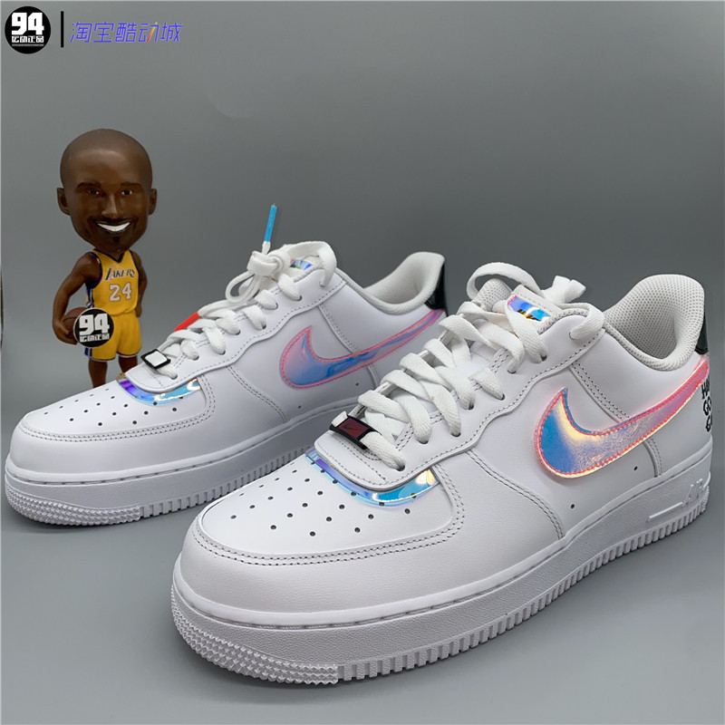 nike air force1 af1白镭射 纯白电玩像素空军板鞋dc0710-191