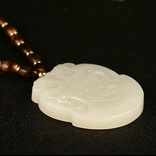 和平寺 和田白玉古龙牌 沉香配链 佛法加持