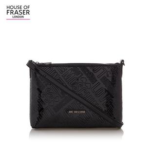 prada logo Love MoschinoLovestitch黑色壓紋光澤感logo單肩包女包800286 prada