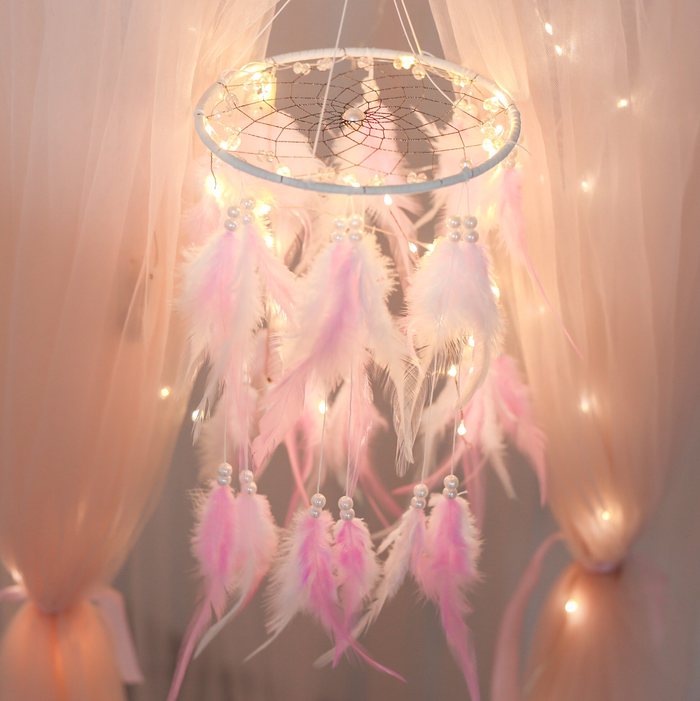 少女心挂饰装饰捕梦网材料diy房间布置捕能网创意墙饰挂件床头