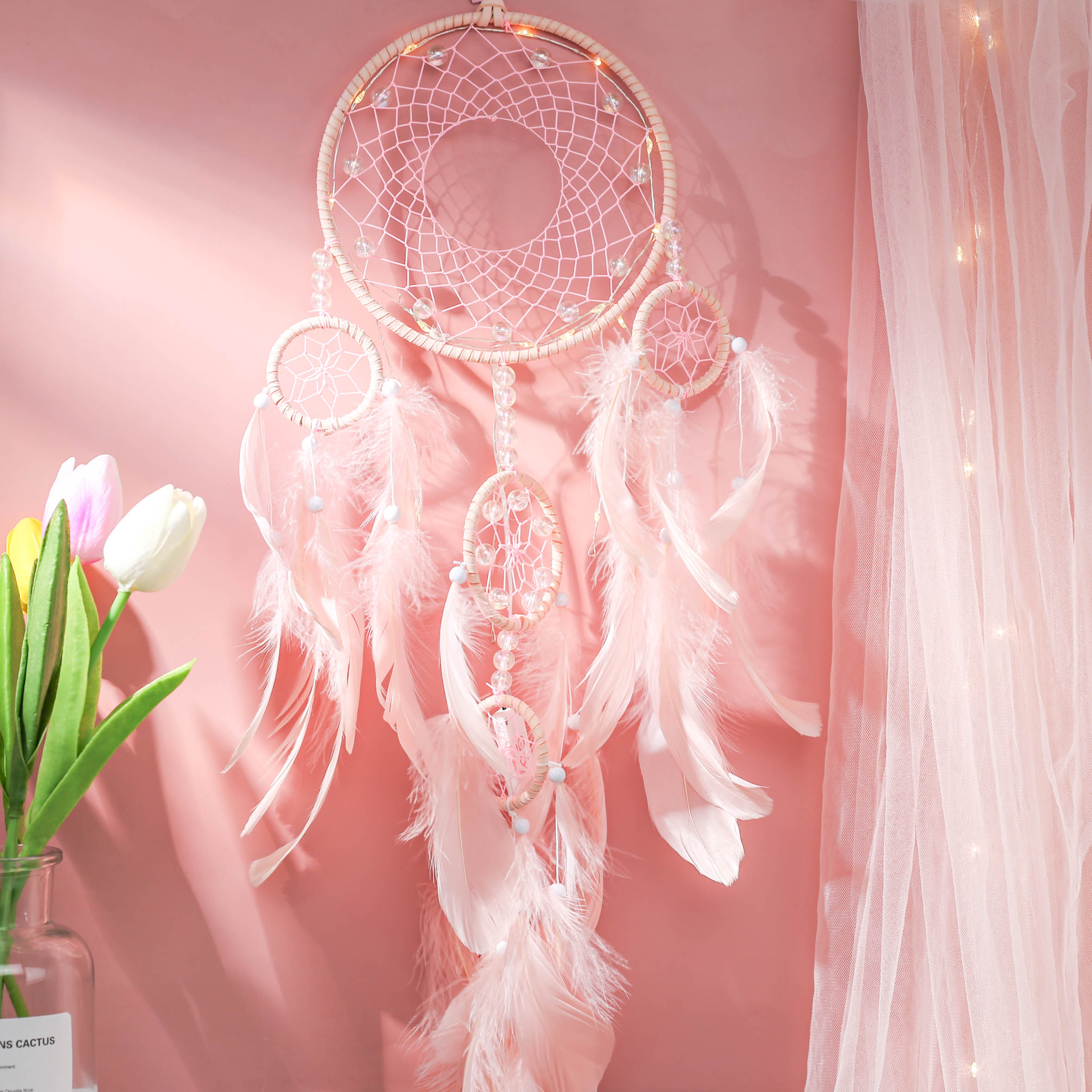 少女心挂饰装饰捕梦网材料diy房间布置捕能网创意墙饰挂件床头