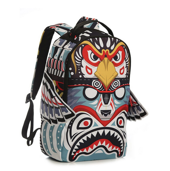 SPG Chaopai quality goods kite wing Backpack Ghosts Totems printing travel knapsack Middle and high school student schoolbagin the Leather/Lady bags/Men's bag, Backpack category - from Buy2taobao.com to provide professional Taobao agent buy service