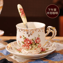 欧式咖啡杯套装英式杯碟高档陶瓷西式红茶杯下午茶杯子送架子