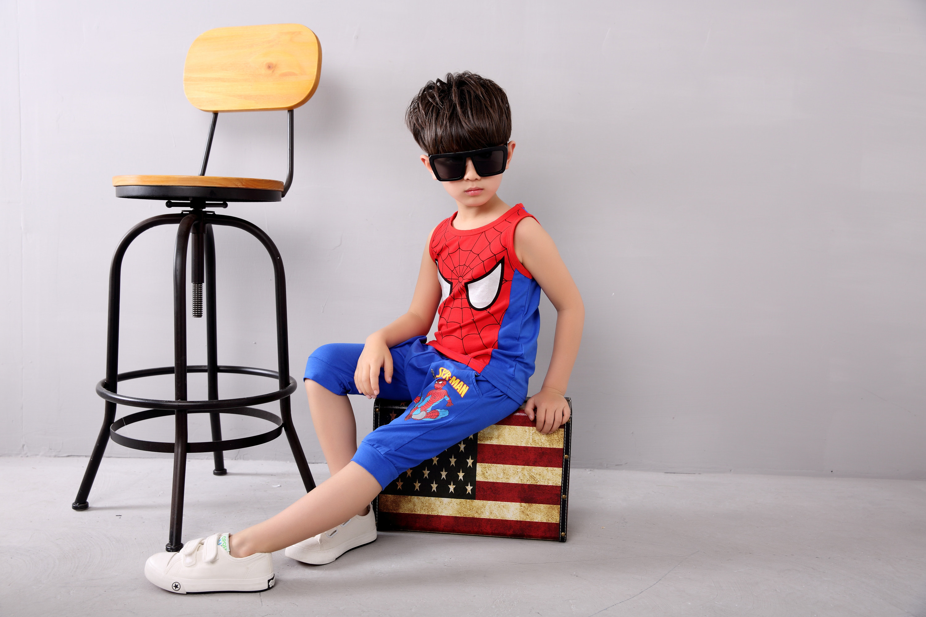 儿童蜘蛛侠男童夏装2018新款套装夏季童装运动帅气潮装小孩衣服