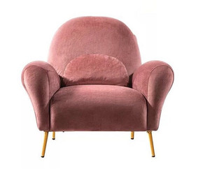 现代轻奢布艺单人沙发酒店设计师摄影工作室不锈钢藕粉色网红沙发