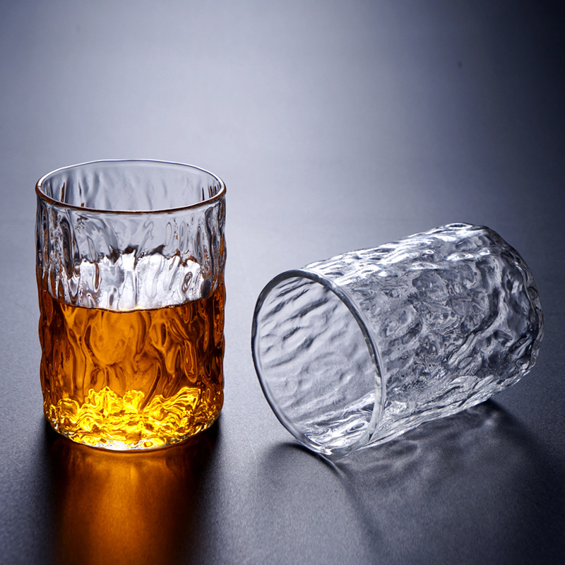 直筒日式树纹杯商用透明玻璃杯加厚耐热水杯牛奶饮料果汁杯酒杯