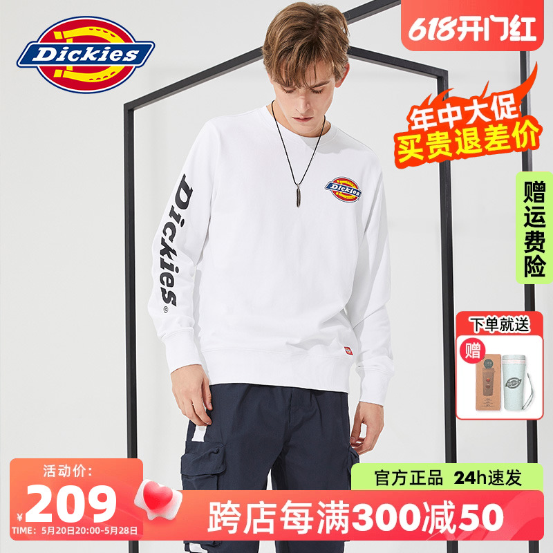 Dickies圆领卫衣秋冬新款男女情侣款休闲宽松印花logo套头上衣