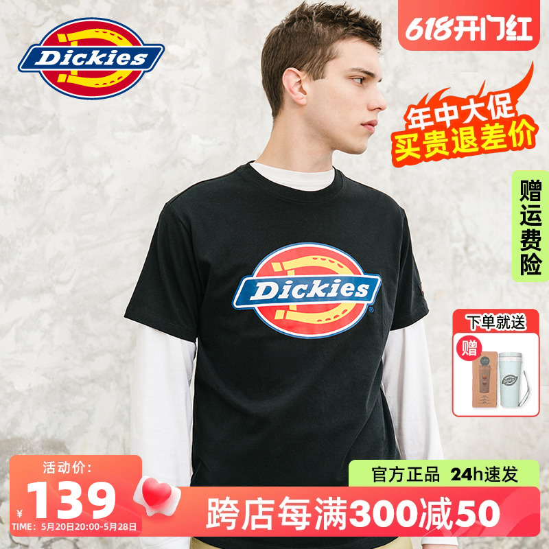 【商场同款】Dickies多色LOGO印花短袖T恤 男新品情侣宽松全棉TEE