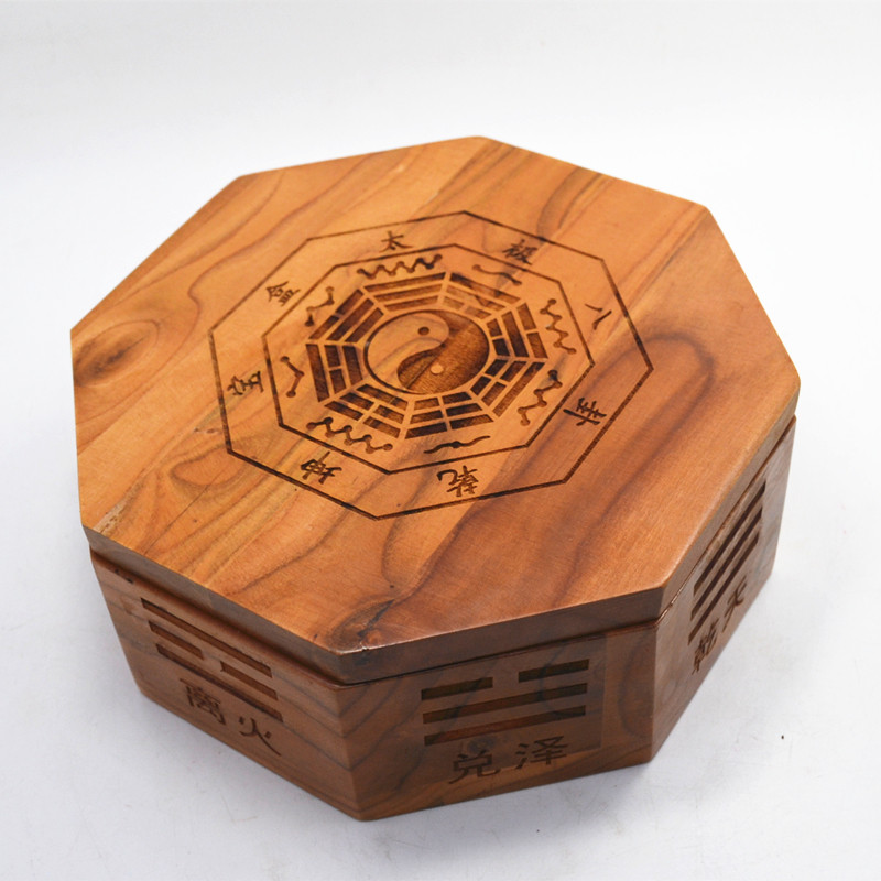 道教用品桃木太极八卦乾坤宝盒河图洛书伏羲摇卦盘八卦盒