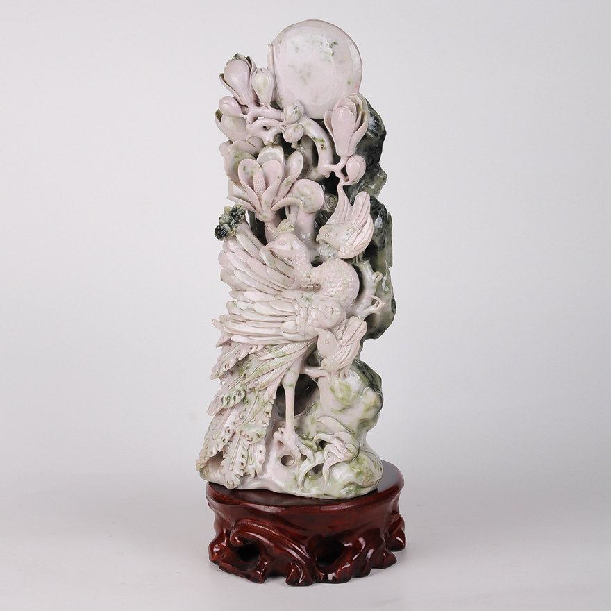 【百鸟朝凤】 玉雕大师薛天空作品独玉挂件2850.00g