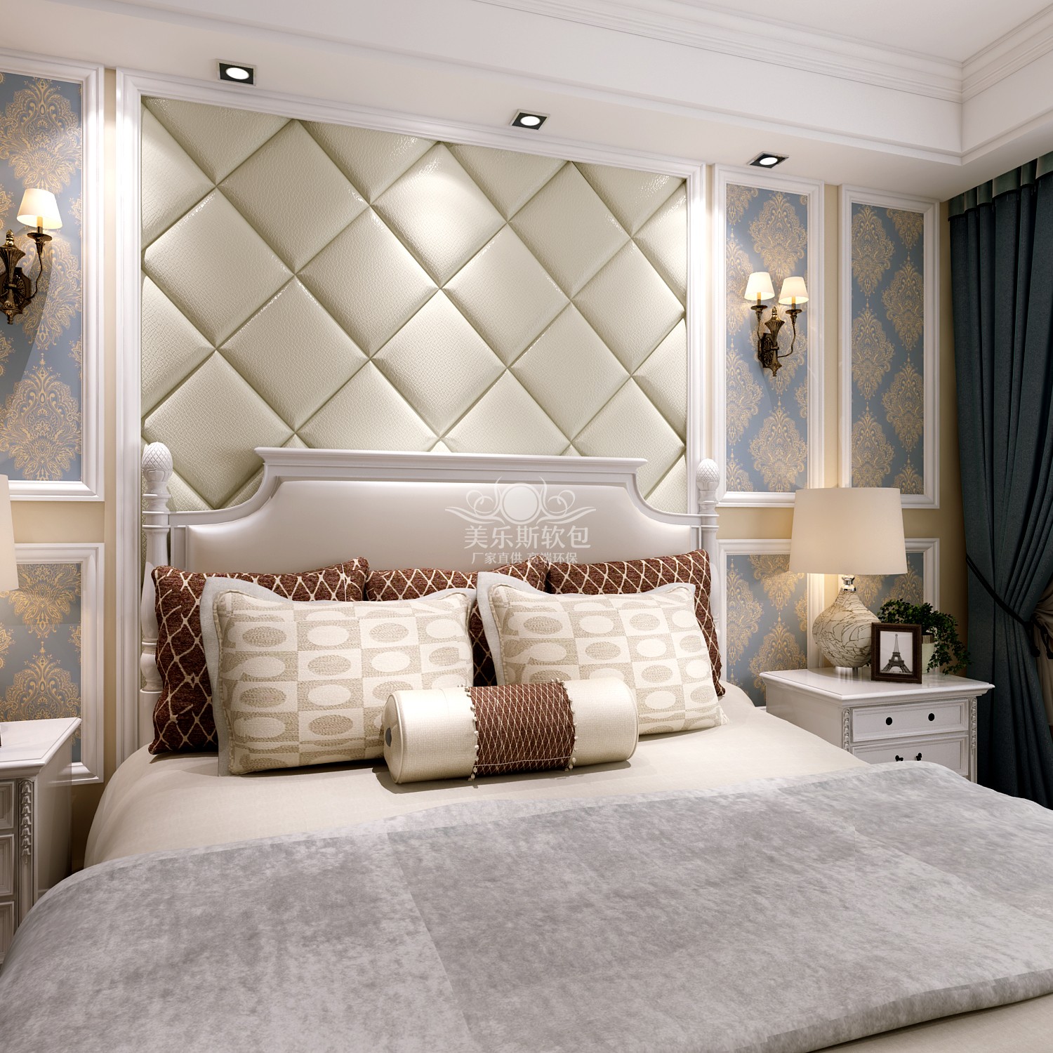 定做软包背景墙床头酒店卧室客厅ktv电视软硬包欧式方形菱形软包