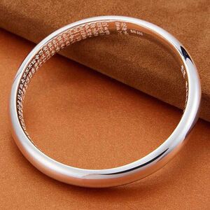 s999纯银手镯女手镯时尚简约手饰心经银饰光面闭口实心足银镯子