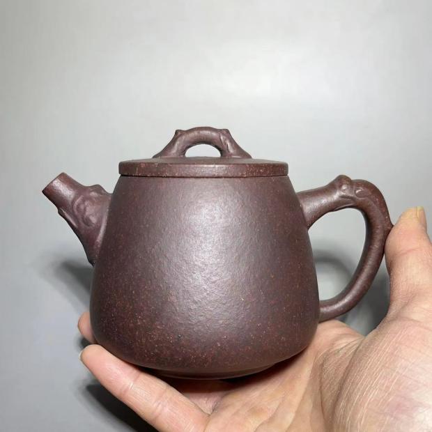 宜兴紫砂壶龙运高石瓢壶泡茶壶茶具 原矿紫砂泥230cc压盖九孔素款