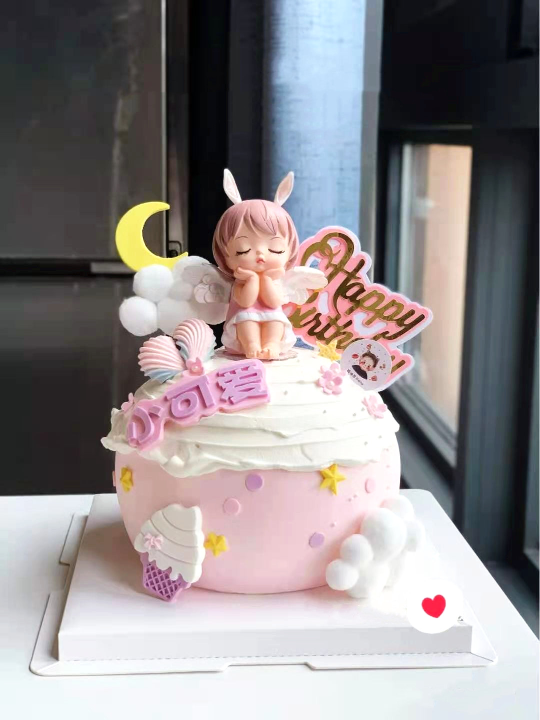 西安创意造型圆形小公主小天使粉色生日蛋糕女孩宝宝新鲜生日蛋糕
