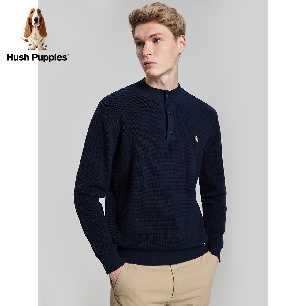 hush puppies暇步士男装羊毛衫2021秋新立领休闲针织衫|pw-21592d-mc
