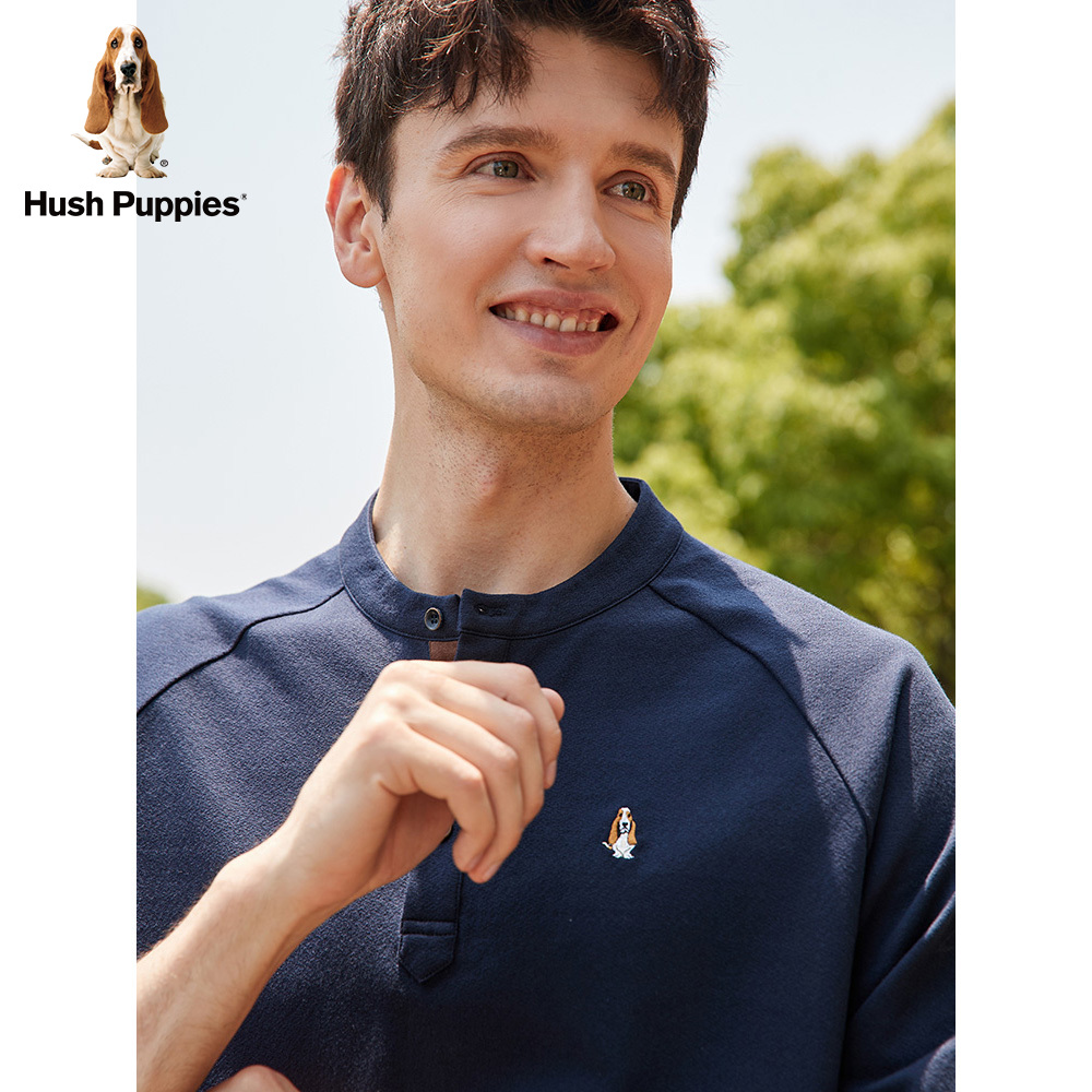 hushpuppies暇步士男装居家上衣2021冬季保暖长袖卫衣mc21708d