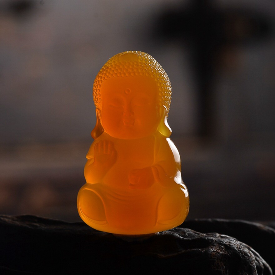 省级工艺美术大师院小果作品 黄龙玉 宝宝佛 10.90g