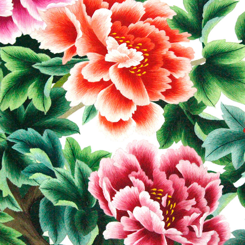 家居装饰画刺绣《花开富贵》开封汴绣牡丹图特色工艺品礼品