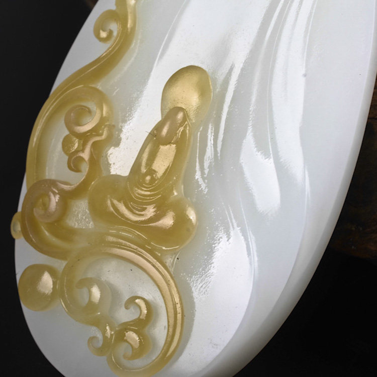 省级玉雕大师苏明奇作品 和田玉白玉佛本无相挂件82.42g