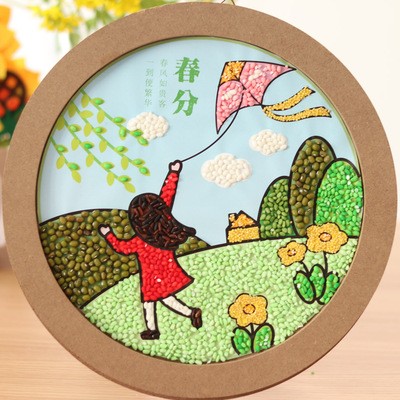 二十四节气儿童豆豆贴画种子画diy五谷杂粮粘贴画幼儿园手工制作