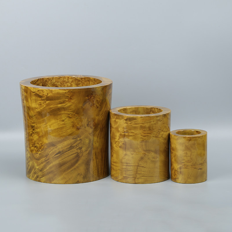 节节高升 黄金樟笔筒三件套 打磨精细 纹理绚丽 附证书