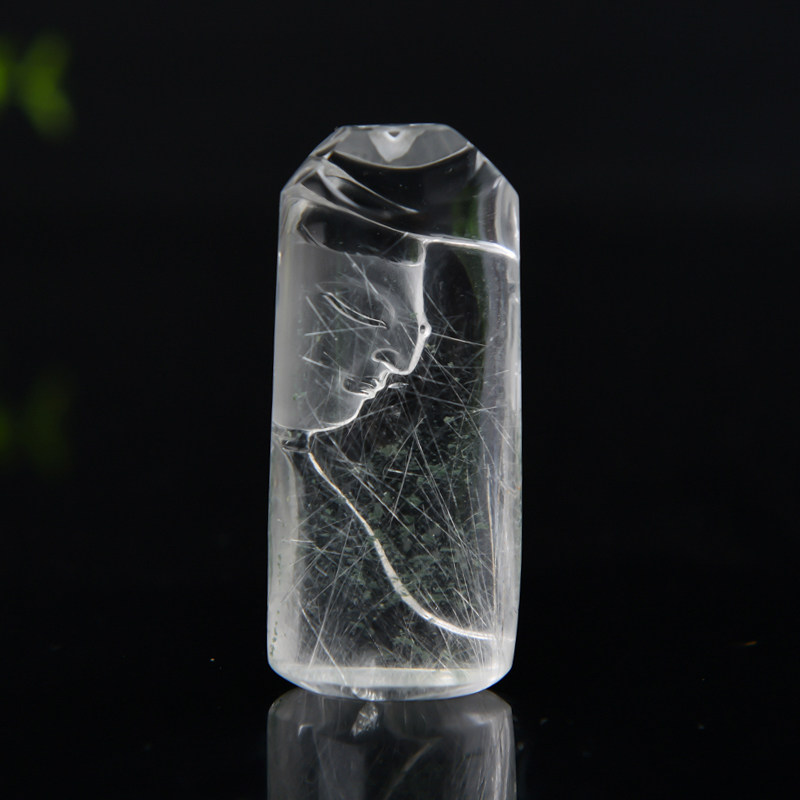 省级玉石雕刻大师梁飞雄作品天然水晶心中有佛挂件35.4g