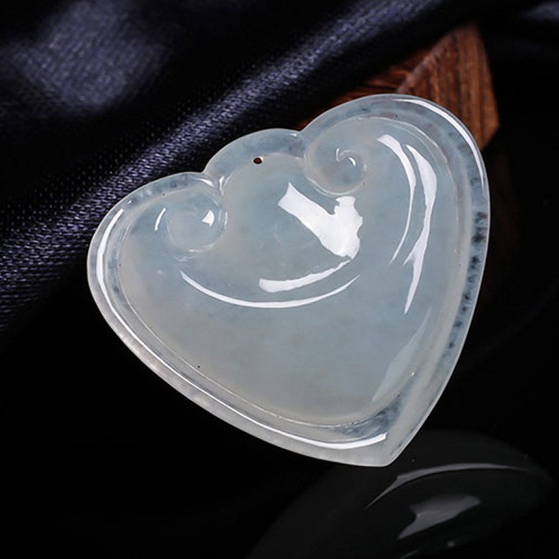 天然缅甸a货翡翠冰种透明如意 吊坠10.09g