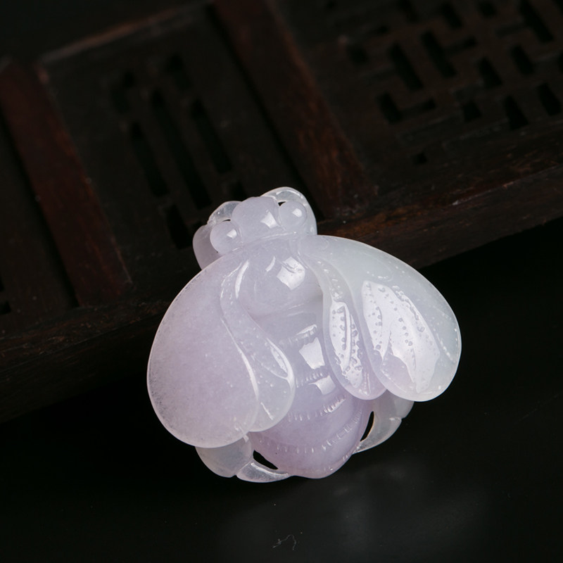 赵玉谦工作室作品 恒盛元翡翠缅甸天然a货冰糯种紫色小蜜蜂10.92g