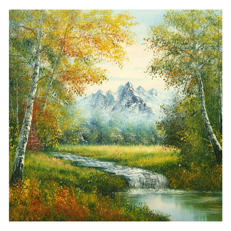 中央美院苗胜举大幅油画作品《山林湖泊》