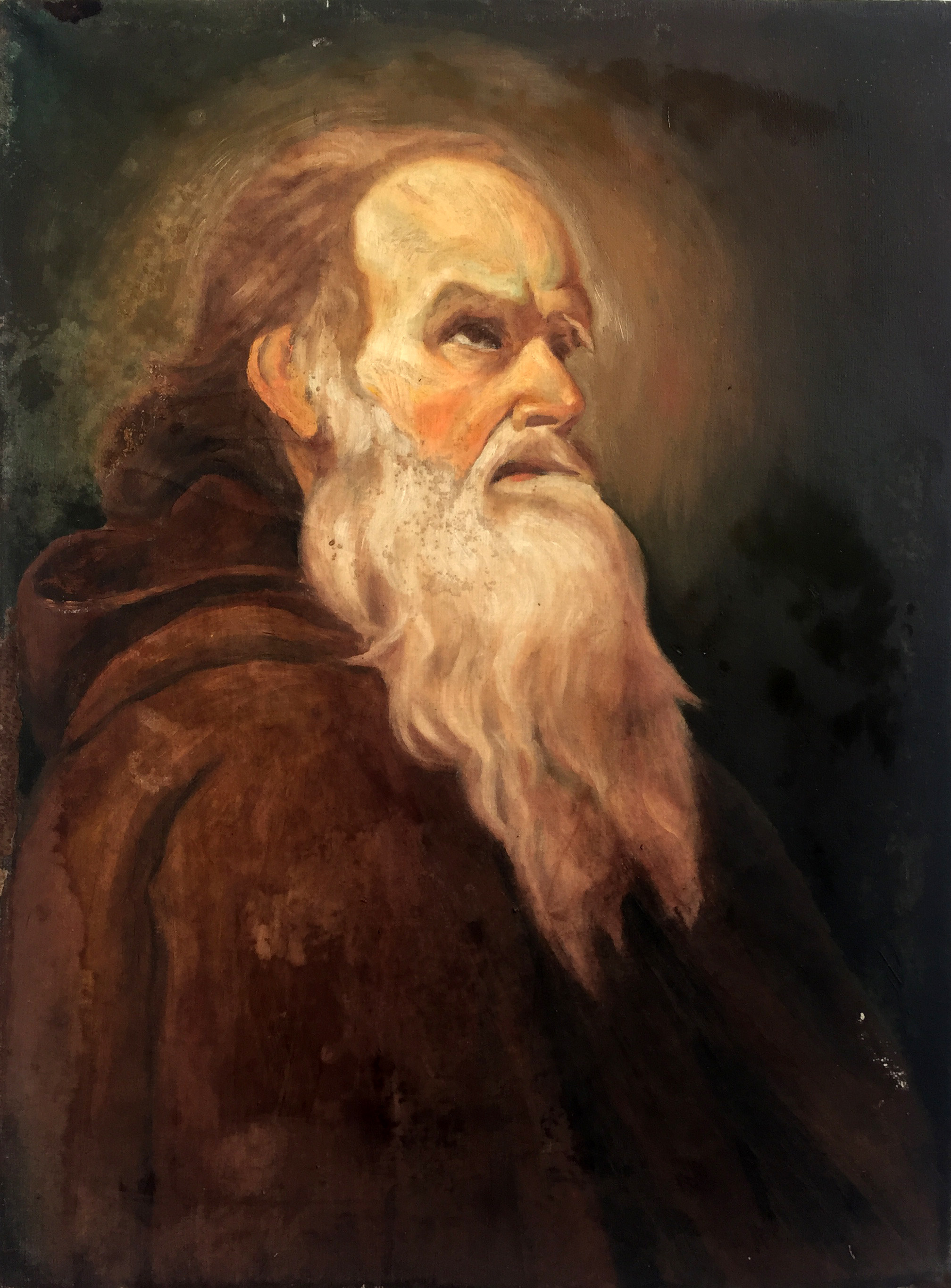 【学院艺术】中央美院苗胜举早期油画《神父》有内框