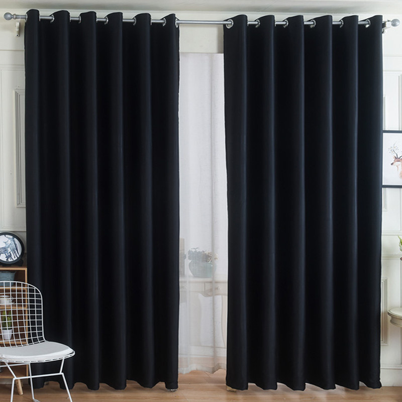 双面黑色全遮不透光窗帘布个性复古摄影遮阳防嗮隔热客厅飘窗卧室