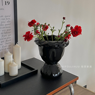 大号花束陶瓷花瓶大口径客厅摆件高级感水养鲜花花器新房乔迁礼物