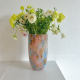 少女油画彩纹中古芬顿琉璃花瓶摆件客厅插花鲜花高档大口花器轻奢