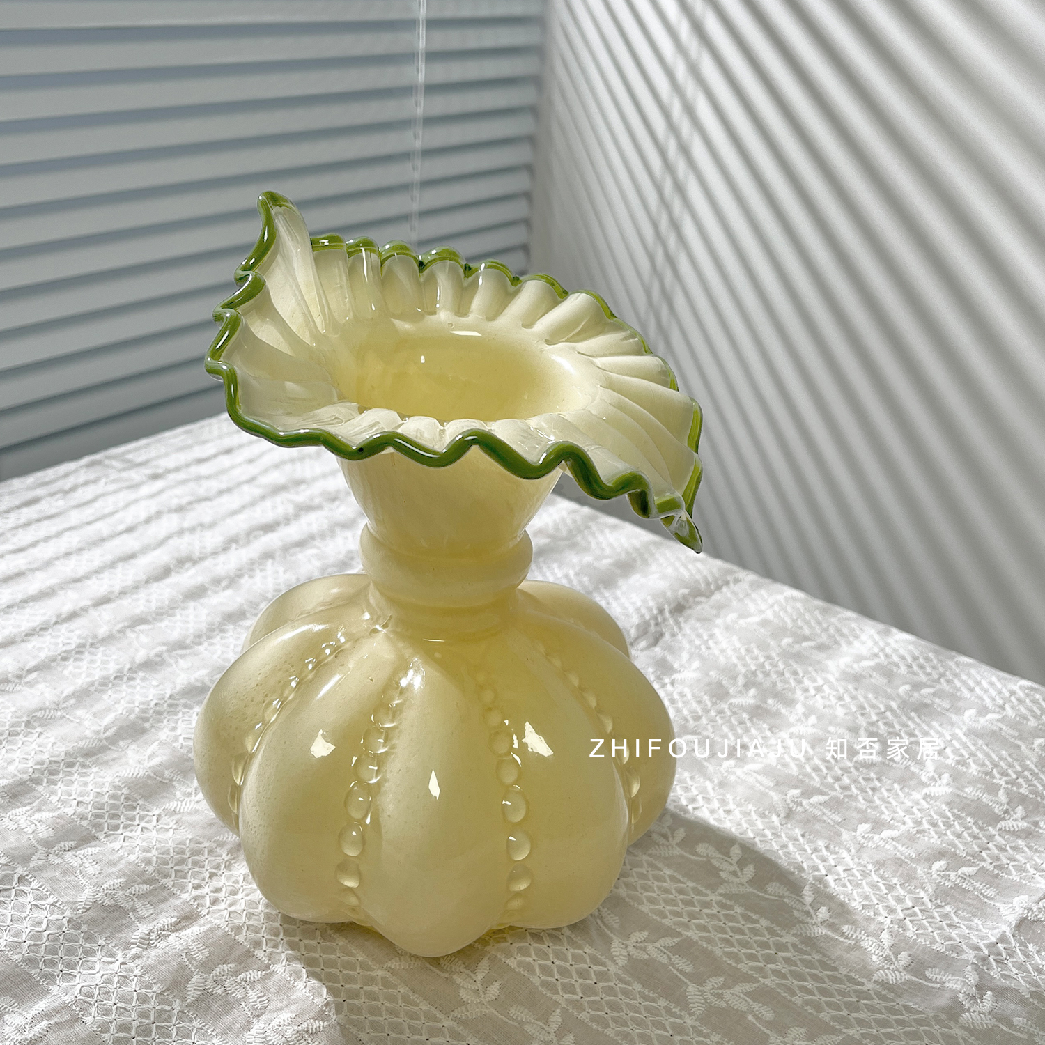 Vintage中古芬顿花瓣花瓶摆件客厅插花瓶法式浪漫水养花器高级感