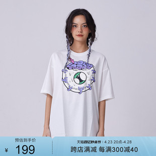 MISHKANYC美式潮牌品牌夏季短袖T恤男士女士圆领宽松显瘦打底纯棉