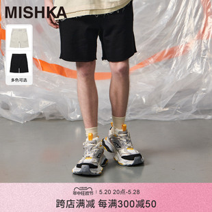 MISHKA2024夏季新款美式高级透气纯棉运动宽松休闲5分短裤男潮牌